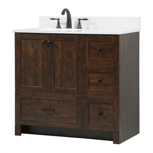 Pemberly Row 36&quot MDF Single Bathroom Vanity with Backsplash in Expresso