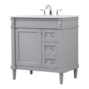 Pemberly Row 32&quot Aluminum MDF Single Bathroom Vanity in Gray