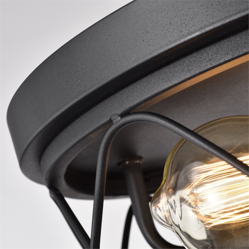 Pemberly Row 2-Light Metal Ceiling Flush Fixture in Textured Black