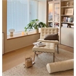 Pemberly Row Leather Cowhide Tufted Accent Lounge Chair with Ottoman - White