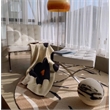 Pemberly Row Leather Cowhide Tufted Accent Lounge Chair with Ottoman - White