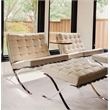 Pemberly Row Leather Cowhide Tufted Accent Lounge Chair with Ottoman - White