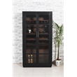 Pemberly Row Tall Wine Cabinet in Dark Gray Finish on Mango Solid Wood