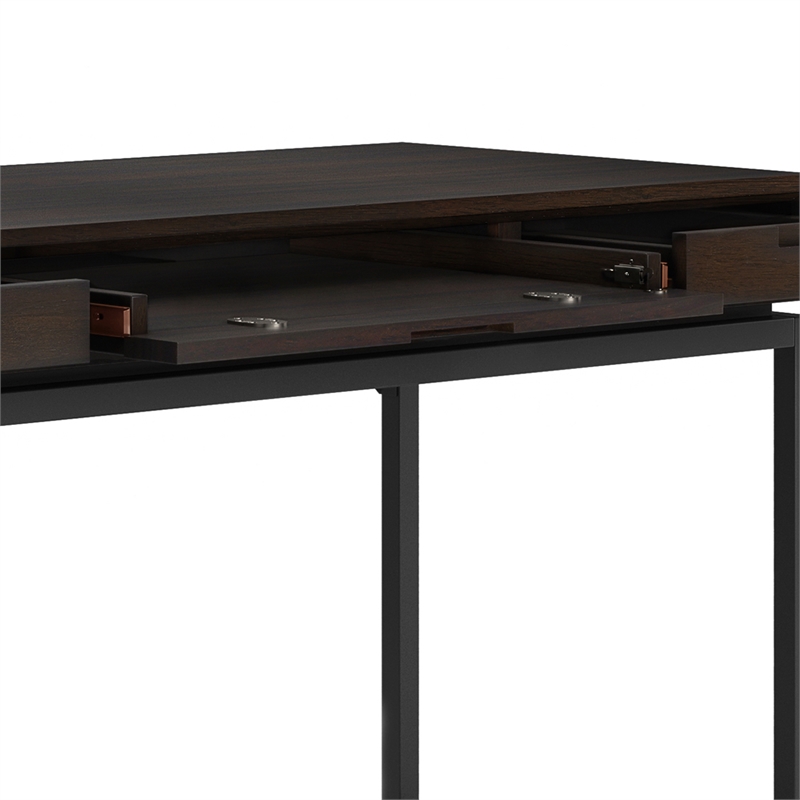 Pemberly Row Solid Hardwood Modern Industrial 60 inch Wide Desk in Hickory Brown