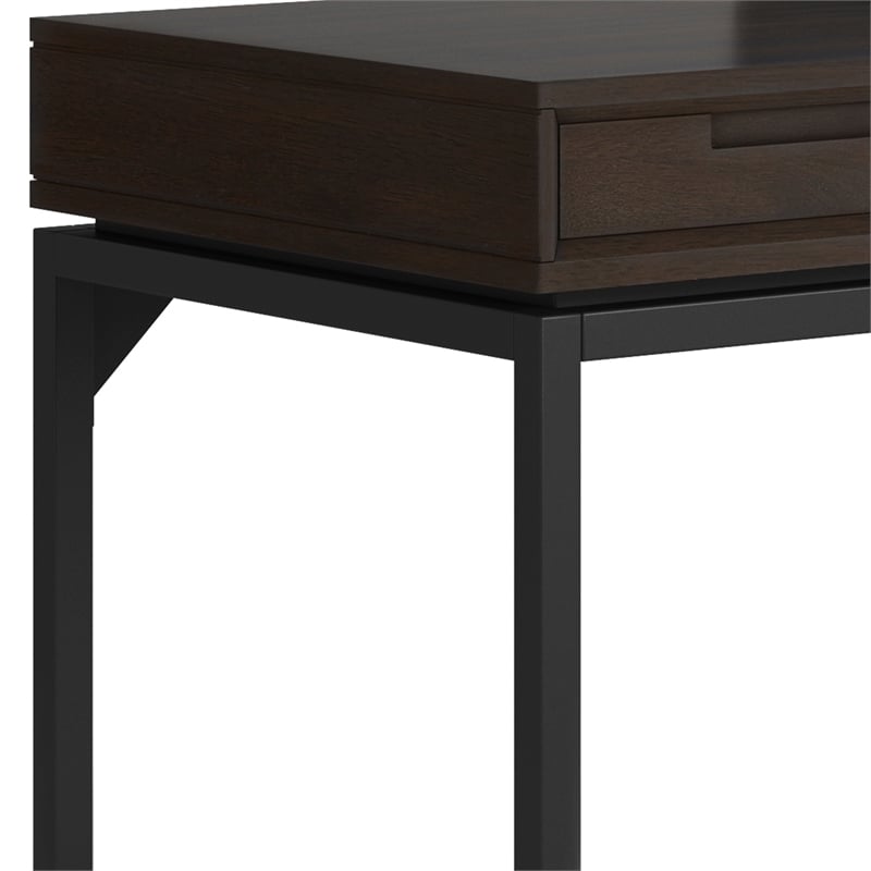 Pemberly Row Solid Hardwood Modern Industrial 60 inch Wide Desk in Hickory Brown