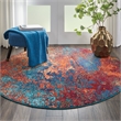 Pemberly Row 5' Round Blue and Red Fabric Contemporary Area Rug