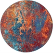 Pemberly Row 5' Round Blue and Red Fabric Contemporary Area Rug