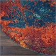Pemberly Row 5' Round Blue and Red Fabric Contemporary Area Rug