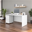 Pemberly Row 66W Office Desk and Mobile File Cabinet in White - Engineered Wood