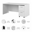 Pemberly Row 66W Office Desk and Mobile File Cabinet in White - Engineered Wood