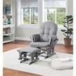 Pemberly Row Traditional Wood Glider and Ottoman in Gray/Oyster