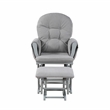Pemberly Row Traditional Wood Glider and Ottoman in Gray/Oyster