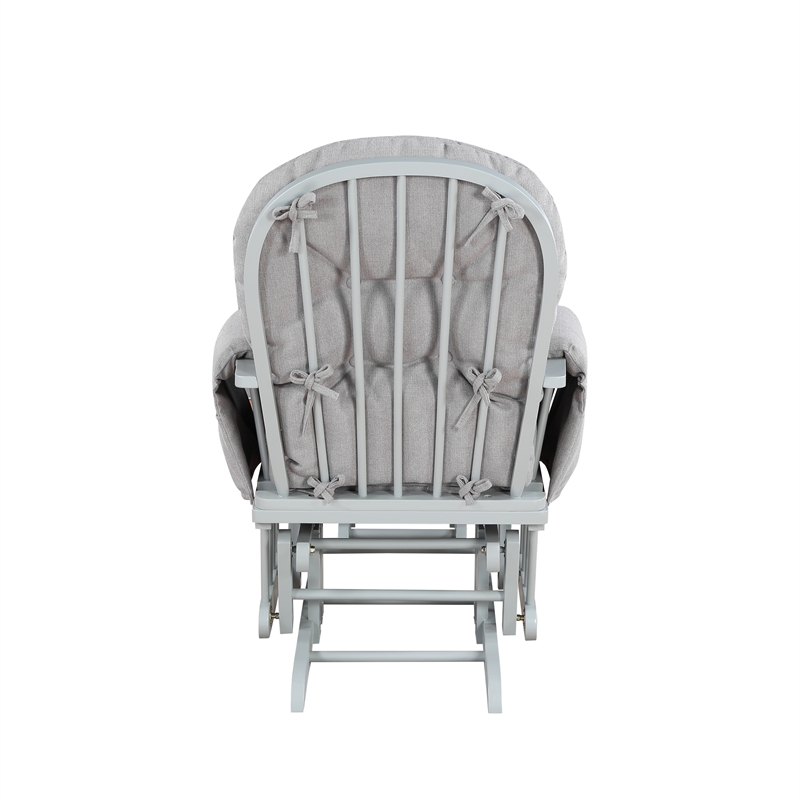 Pemberly Row Traditional Wood Glider and Ottoman in Gray/Oyster