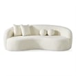 Pemberly Row Living Room French Knitted White Boucle Fabric Upholstered Sofa