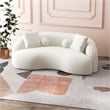 Pemberly Row Living Room French Knitted White Boucle Fabric Upholstered Sofa