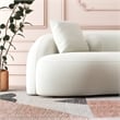 Pemberly Row Living Room French Knitted White Boucle Fabric Upholstered Sofa