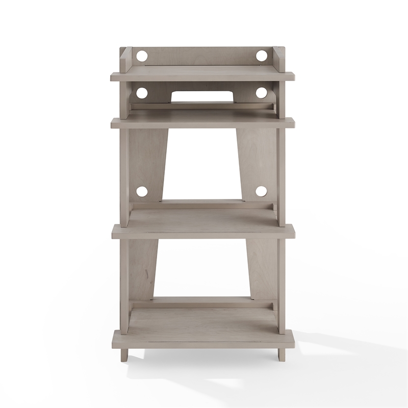 Pemberly Row MDF Wood and Birch Veneer Turntable Stand in Gray