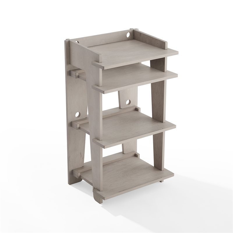 Pemberly Row MDF Wood and Birch Veneer Turntable Stand in Gray