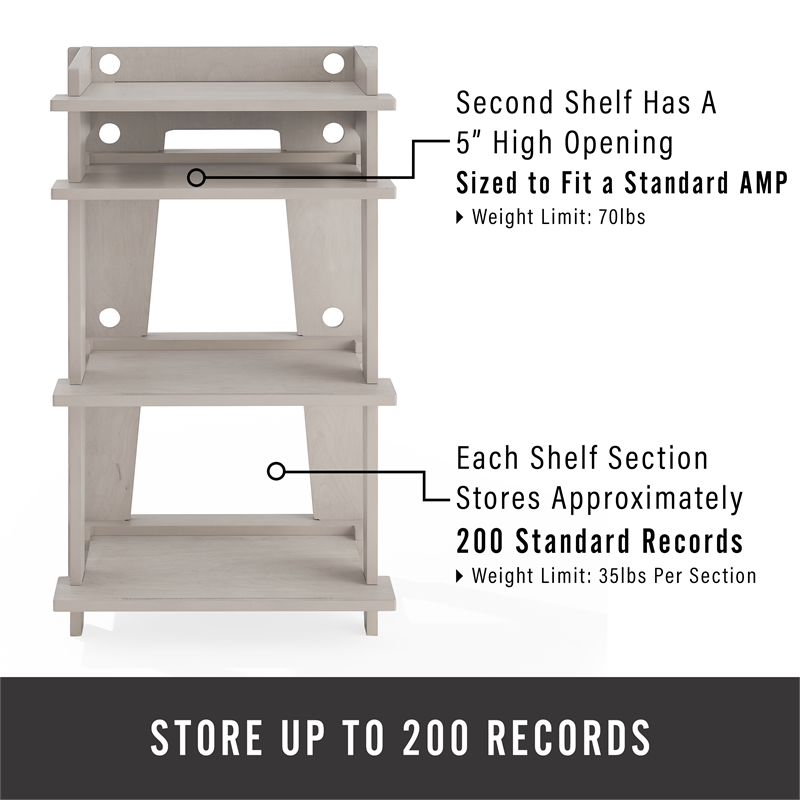 Pemberly Row MDF Wood and Birch Veneer Turntable Stand in Gray