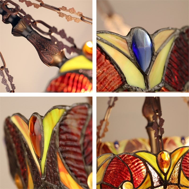 Pemberly Row Modern 2-Light Glass Ceiling Pendant in Multi-Color