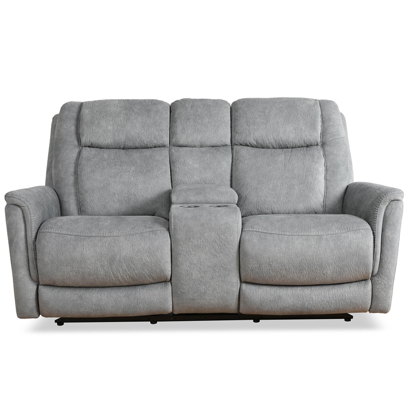Pemberly Row Modern Gray Power Zero Gravity Console Loveseat