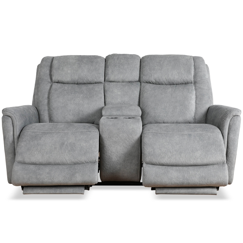 Pemberly Row Modern Gray Power Zero Gravity Console Loveseat