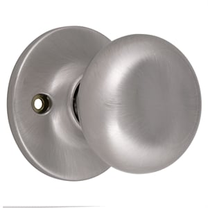 Pemberly Row Modern Brass Dummy Door Knob in Silver Satin Nickel