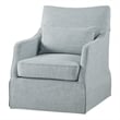 Pemberly Row Traditional Fabric Skirted Swivel Chair in Blue