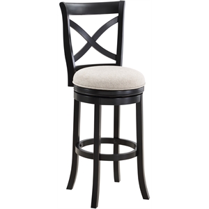 Pemberly Row Black X-back Swivel Solid Wood 30-inch Seat Height Bar Stool