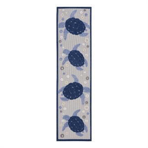 Pemberly Row 2' x 6' Navy Blue Coastal Nautical & Beach Indoor/Outdoor Rug