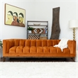 Pemberly Row Mid Century Modern Luxury Living Room Orange Velvet Couch