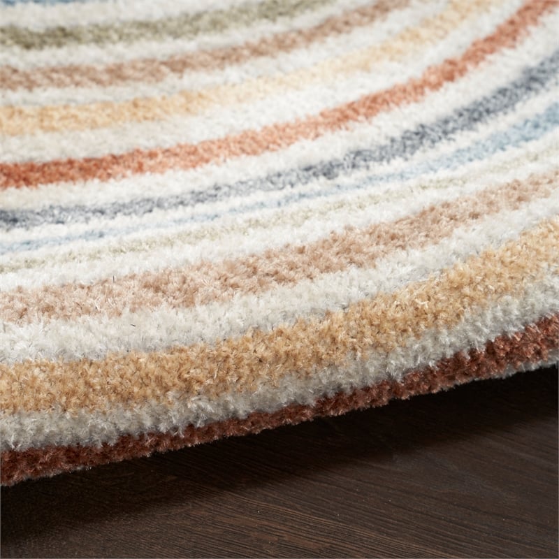 Pemberly Row Machine Washable 9' x 12' Ivory/Multi Mid-Century Indoor Rug