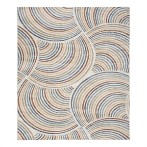 Pemberly Row Machine Washable 9' x 12' Ivory/Multi Mid-Century Indoor Rug