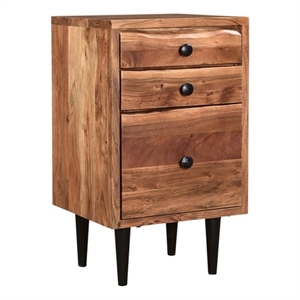 Pemberly Row 3-drawer Live Edge Solid Wood Filing Cabinet in Brown