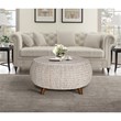 Pemberly Row Modern Low Round Wood Accent Table in Whitewashed
