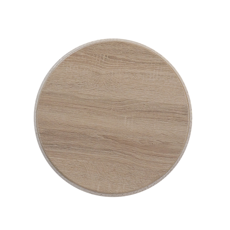 Pemberly Row Transitional Rattan Drum Side Table in Natural Finish