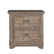 Pemberly Row Beige Antique Sand Wood Two Drawer Farmhouse Style Nightstand