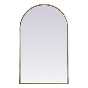 Pemberly Row 22x36&quot Arch Modern MDF Wood/Iron Mirror in Brass