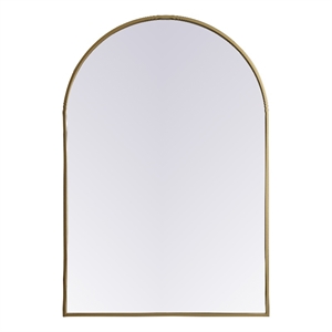 Pemberly Row 27x40&quot Arch Modern MDF Wood/Iron Mirror in Brass