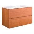 Pemberly Row Contemporary Bathroom Vanity in Cherry White Finish