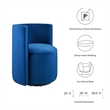 Pemberly Row Performance Velvet Fabric and Iron Swivel Chair in Navy