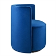 Pemberly Row Performance Velvet Fabric and Iron Swivel Chair in Navy