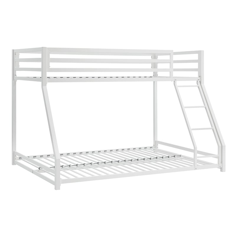 Pemberly Row Contemporary Twin over Full Metal Bunk Bed in White