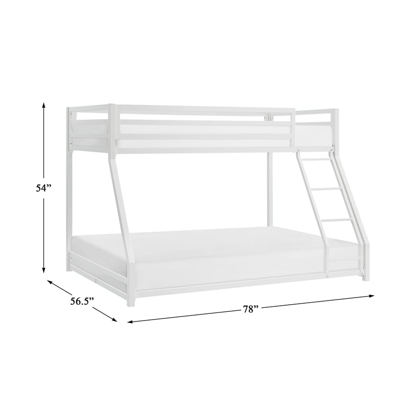 Pemberly Row Contemporary Twin over Full Metal Bunk Bed in White