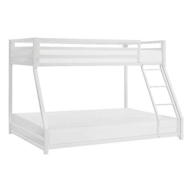 Pemberly Row Contemporary Twin over Full Metal Bunk Bed in White