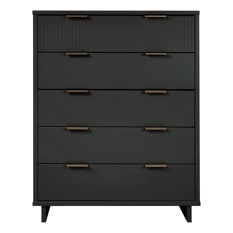 Pemberly Row Modern Tall Engineered Wood Dresser in Dark Gray