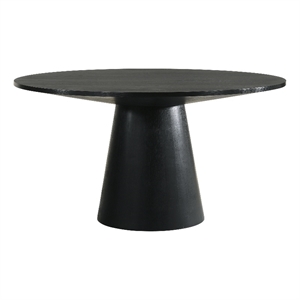 Pemberly Row Round Wood Dining Table with Cone Shaped Base in Black