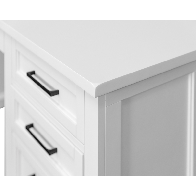 Pemberly Row Modern Wood Executive Desk Office Desk Fully Assembled White