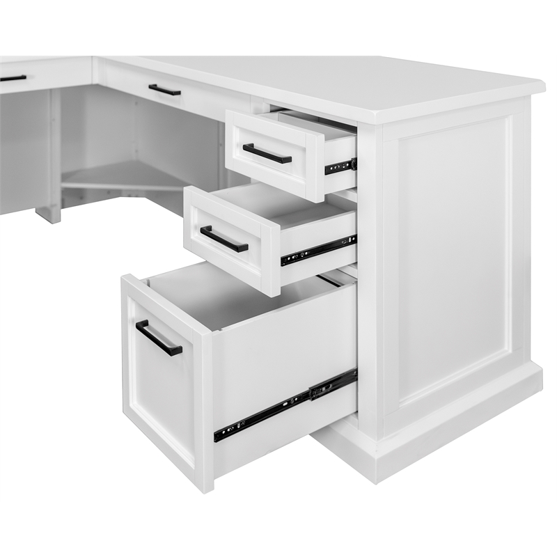 Pemberly Row Modern Wood L-Desk & Return Writing Table & Return Office White