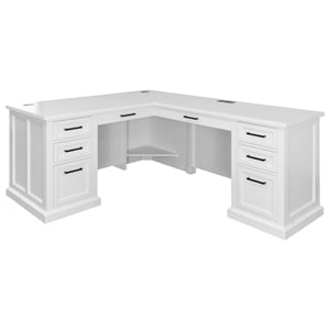 Pemberly Row Modern Wood L-Desk & Return Writing Table & Return Office White